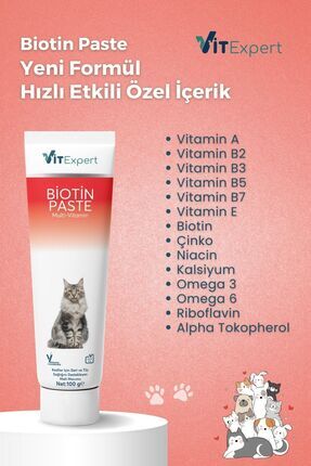 Kediler Için Biotin Paste Tüy Dökülme Engelleyici Döküm Önleyici Tüy Sağlığı Malt Macunu 100 gr Image 5