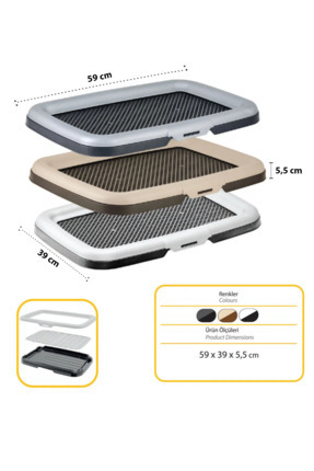 Akıllı Köpek Tuvaleti Elekli Gri-Antrasit Siyah Renkli  60x40x5 cm Image 1