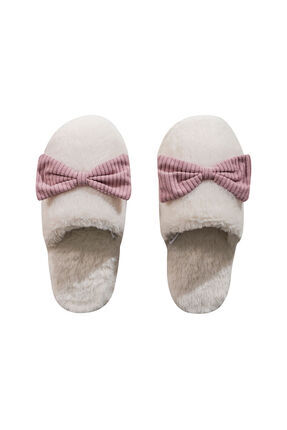 LCW STEPS Fiyonk Figürlü Pelüş Kadın Ev Terliği Image 5