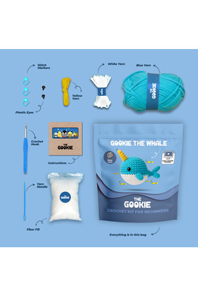 Balina Tığ Kiti Yeni Başlayanlar İçin Videolu Amigurumi Örgü Oyuncak Seti- Pratik Örgü İp Image 1