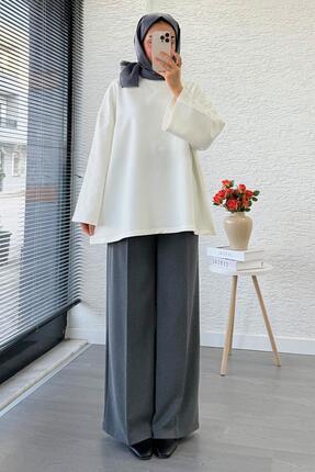 Volan Kol Basic Oversize Tunik – Ekru Image 1