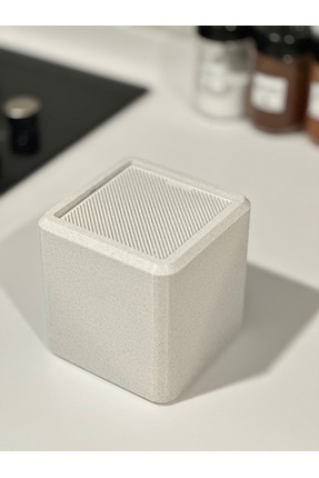 Marsel Dizayn Şık Masaüstü Çöp Kutusu-Mutfak-Ofis-Banyo -Açılır Kapanır- Mermer Beyazı -12,5x12cm Image 6