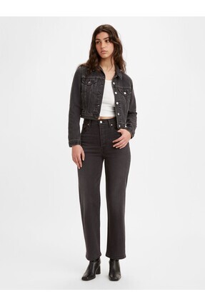 Pamuklu Yüksek Bel Düz Paça Ribcage Straight Ankle Jeans Kot Pantolon 72693 Image 2