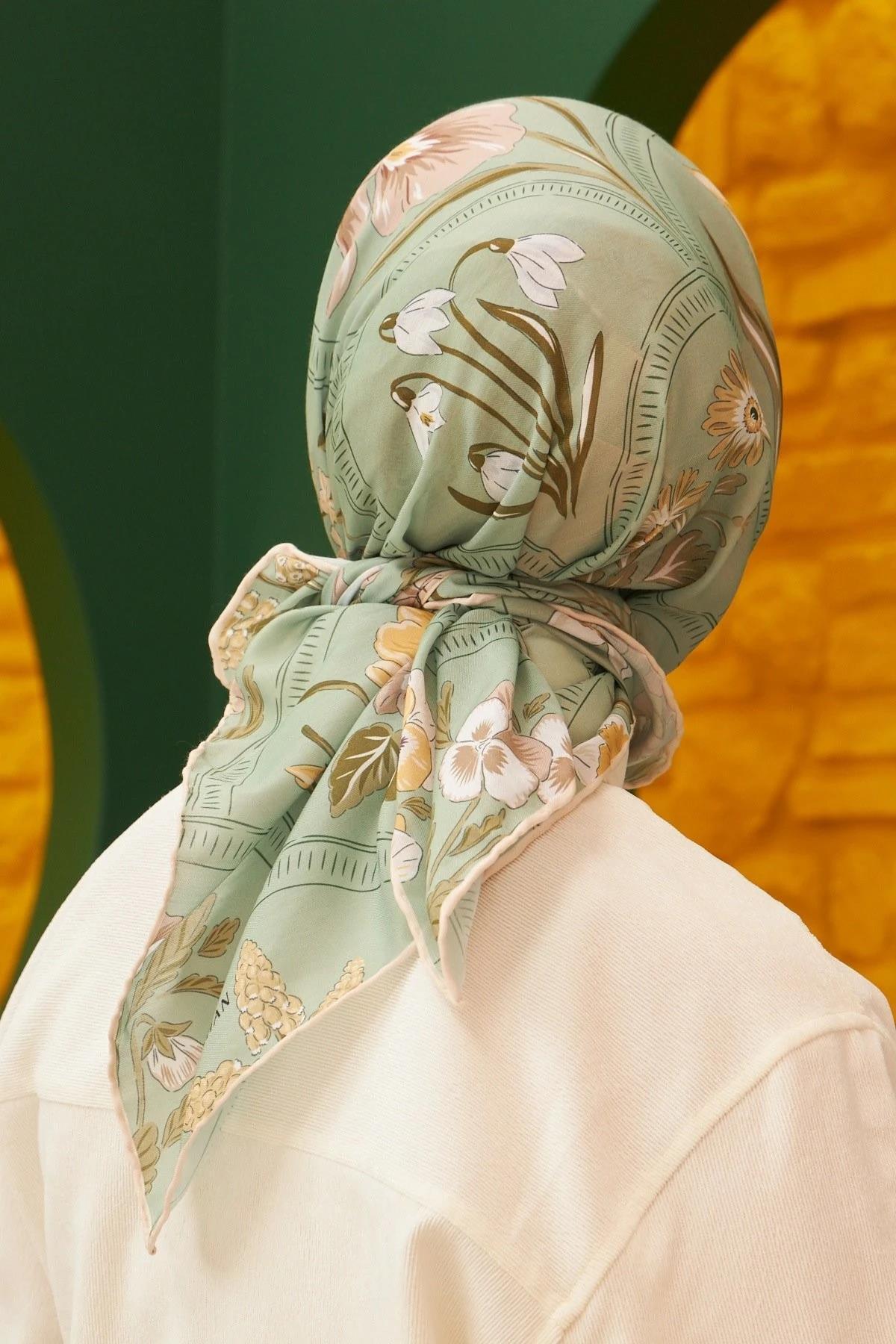 مدل روسری ویسکوز نخی سبز فایرثورن