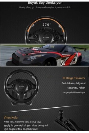 270 Derece Araba Direksiyon Yarış Seti Android, Ps3,PS4,Xbox One,Pc,TV Set-Top Box Uyumlu Image 5
