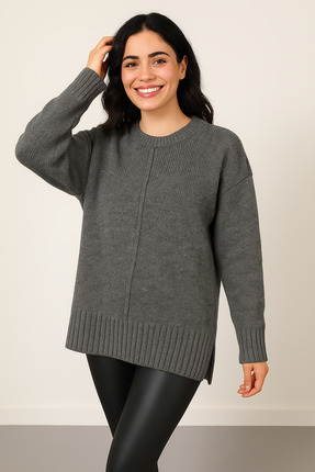 bisiklet yaka kadın kazak Image 2