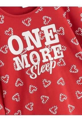 Kırmızı Bisiklet Yaka Baskılı Kız Çocuk Pijama Takımı Image 2