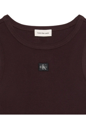 WOVEN LABEL 2X2 BABY RIB TANK Kadın Siyah T-Shirt Image 2