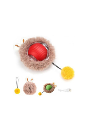 Kediler ve Köpekler için Tüylü Etkileşimli Hareketli Oyun Topu, USB Şarjlı 1 Adet Image 5