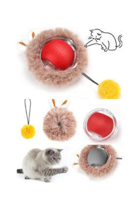 Kediler ve Köpekler için Tüylü Etkileşimli Hareketli Oyun Topu, USB Şarjlı 1 Adet Image 0