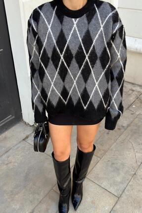 BİSİKLET YAKA BAKLAVA DESEN TRIKO KAZAK Image 3