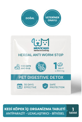 Kedi Köpek İçin Lezzetli Bitkisel İç Anti Parazit Herbal Tableti Kedi ve Köpek Parazit Hapı 10 Adet Image 1