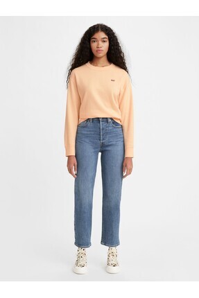 Ribcage Kadın Yüksek Bel Jeans Düz Kesim Kot Pantolon - 72693-0121 Image 3