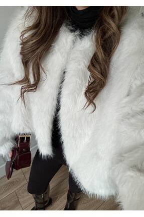 Kadın Suni Astarlı Yumuşak Dokulu Crop Ceket Image 1