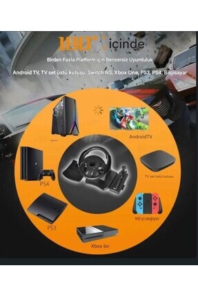 270 Derece Araba Direksiyon Yarış Seti Android, Ps3,PS4,Xbox One,Pc,TV Set-Top Box Uyumlu Image 6