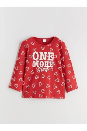 Kırmızı Bisiklet Yaka Baskılı Kız Çocuk Pijama Takımı Image 4