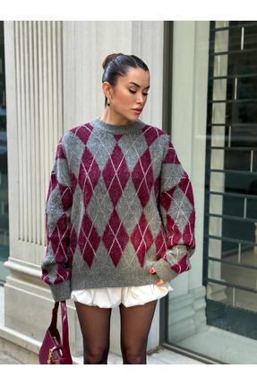 BİSİKLET YAKA BAKLAVA DESEN TRIKO KAZAK Image 1