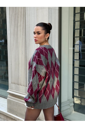 BİSİKLET YAKA BAKLAVA DESEN TRIKO KAZAK Image 2