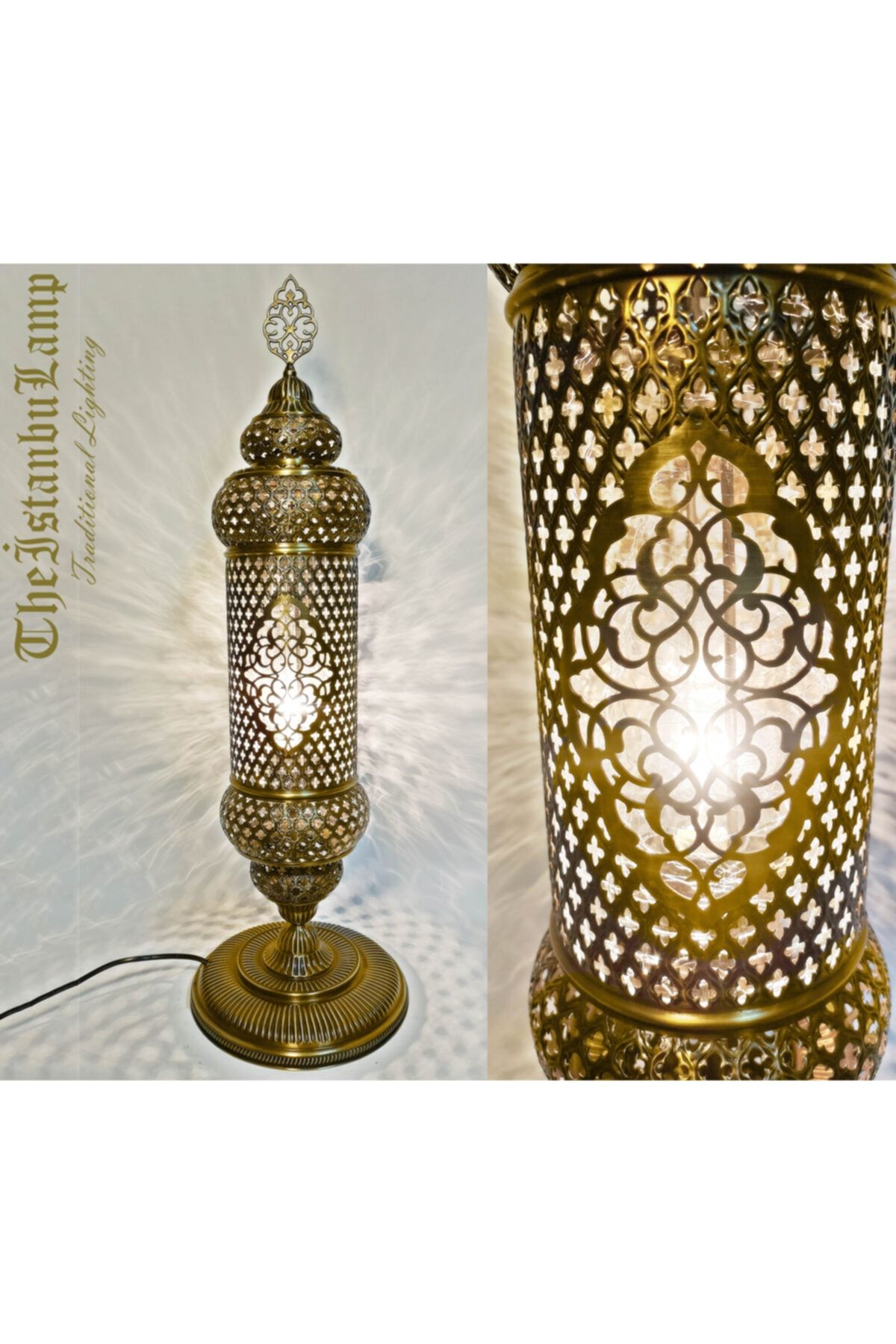the istanbul lamp Osmanlı Dekoratif Sarı Pirinç Masa Lambası O1211lb