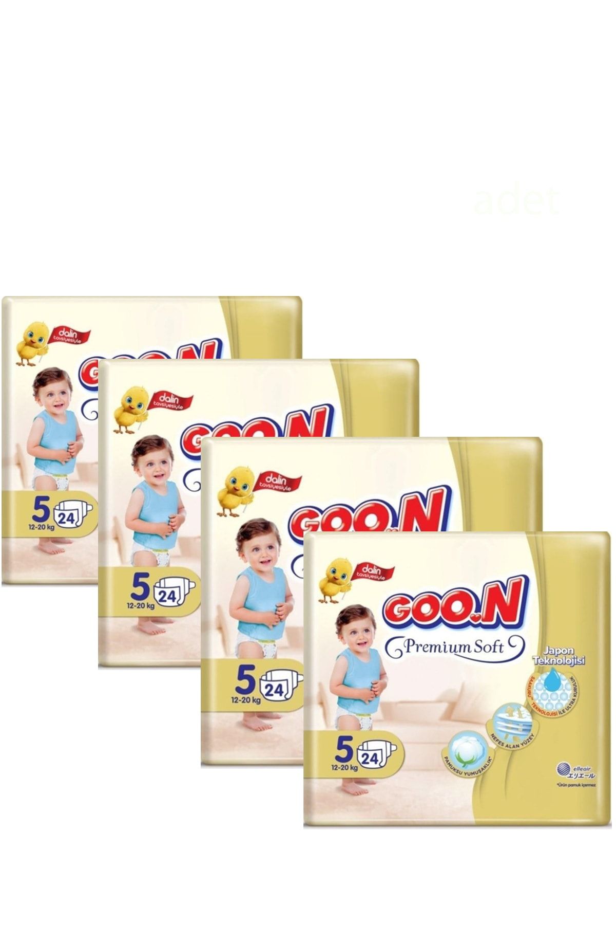 Goo.n Goon Premium Soft Bebek Bezi 5 Beden 24 Adet 4 Paket