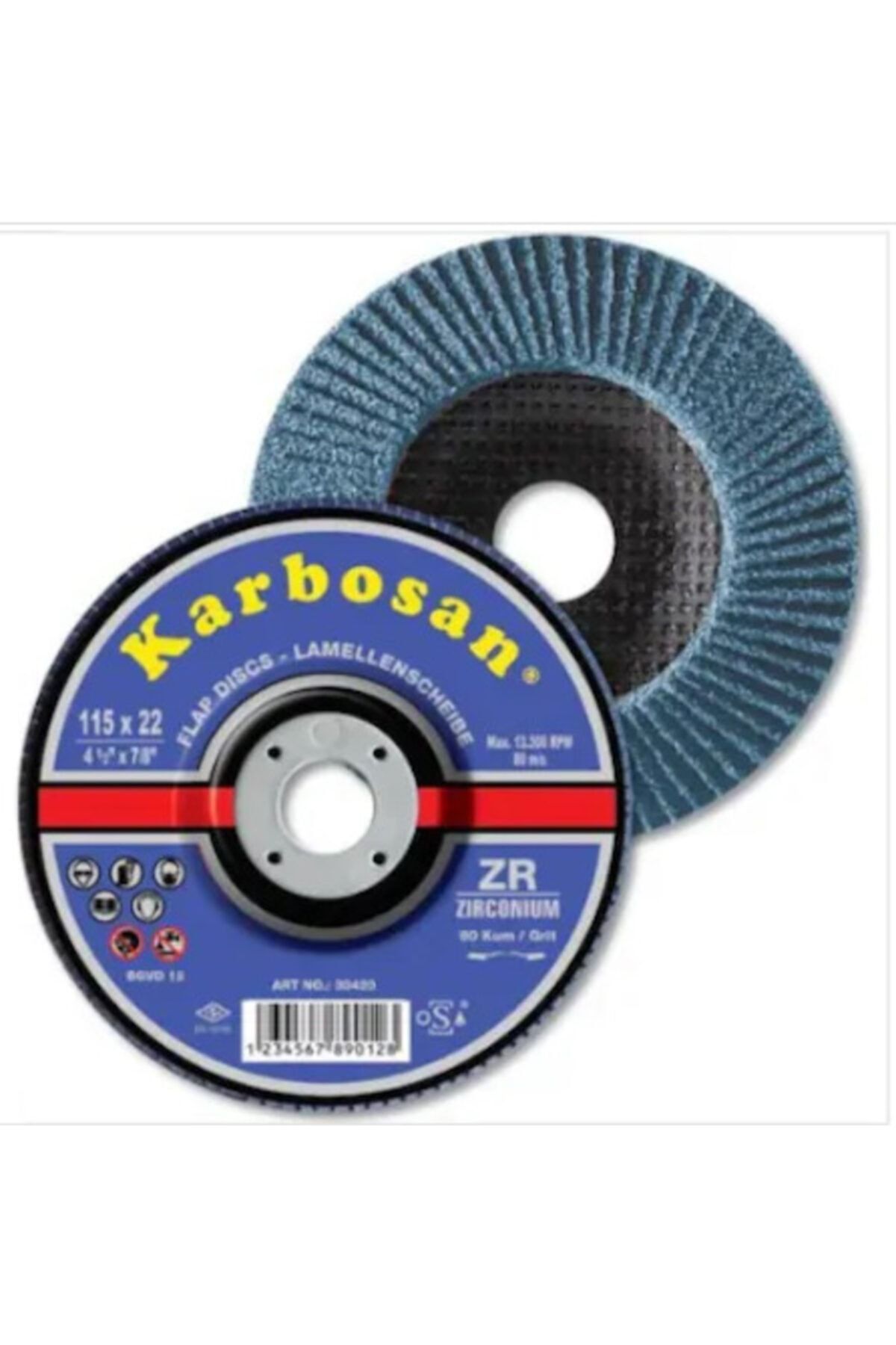 KARBOSAN Flap Disk Zirkonyum 115x22 Mm 60 Kum 10 Adet