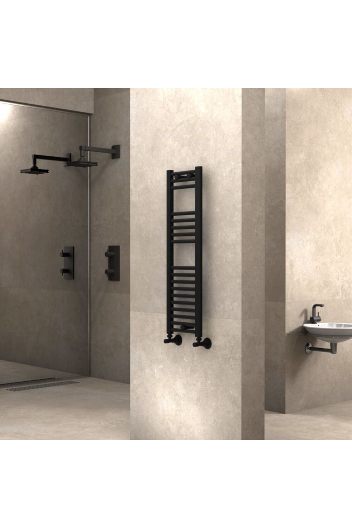 Radiva Banyo Ve Mutfak Için Havlupan 300x1000 Düz Mat Siyah
