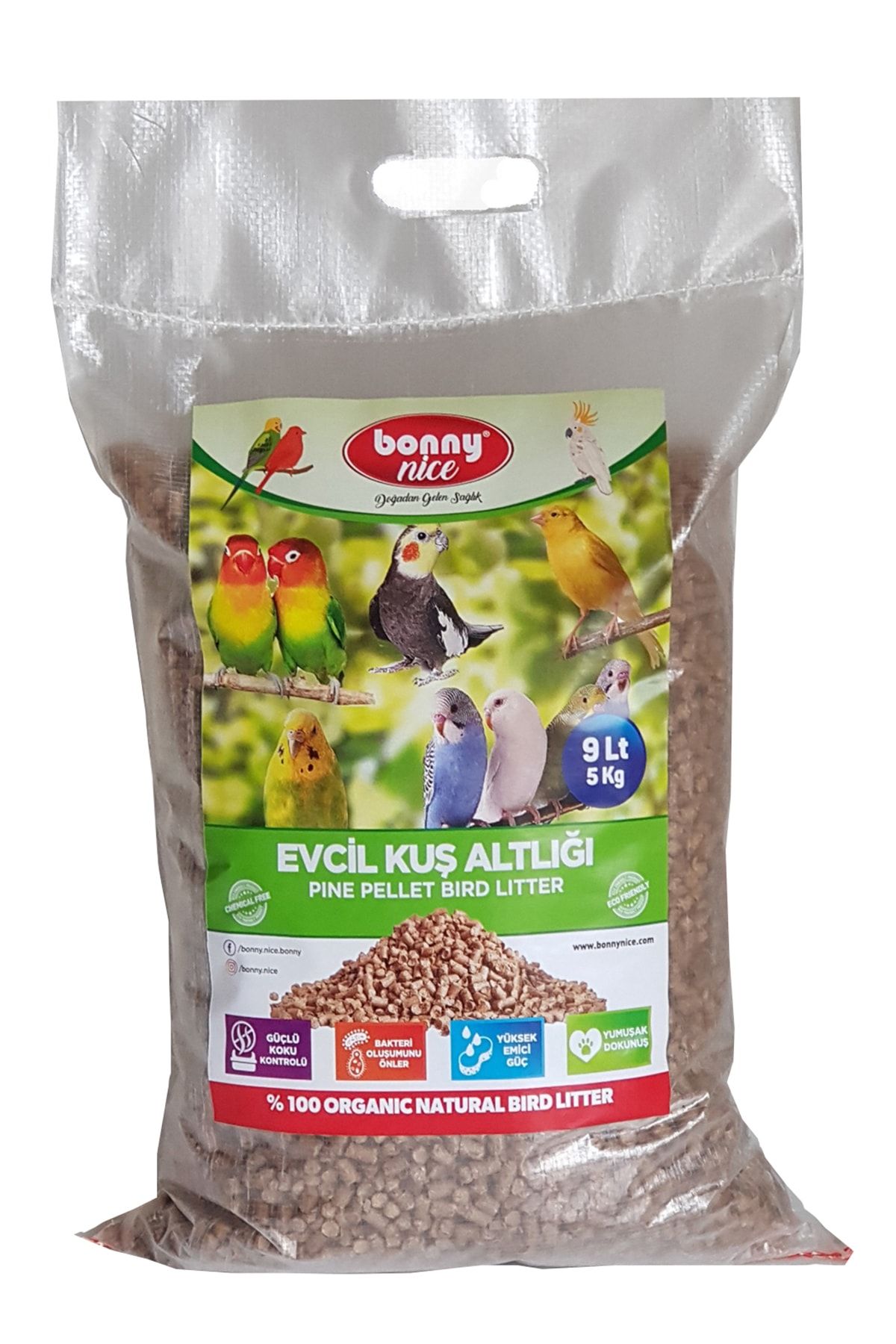 Bonny Nice Kuş Kumu Kanarya Muhabbet Papağan Bülbül Kafes Altlığı 5 Kg 9 L