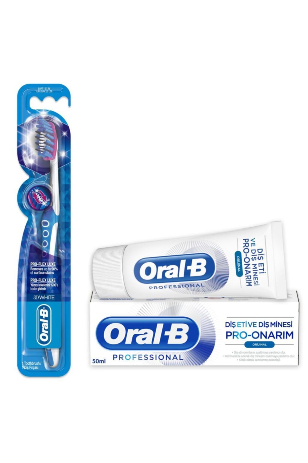 OralB Diş Fırçası Pro-flex 3 Boyutlu Beyazlık Luxe 38 Yumuşak + 50 Ml Diş Macunu