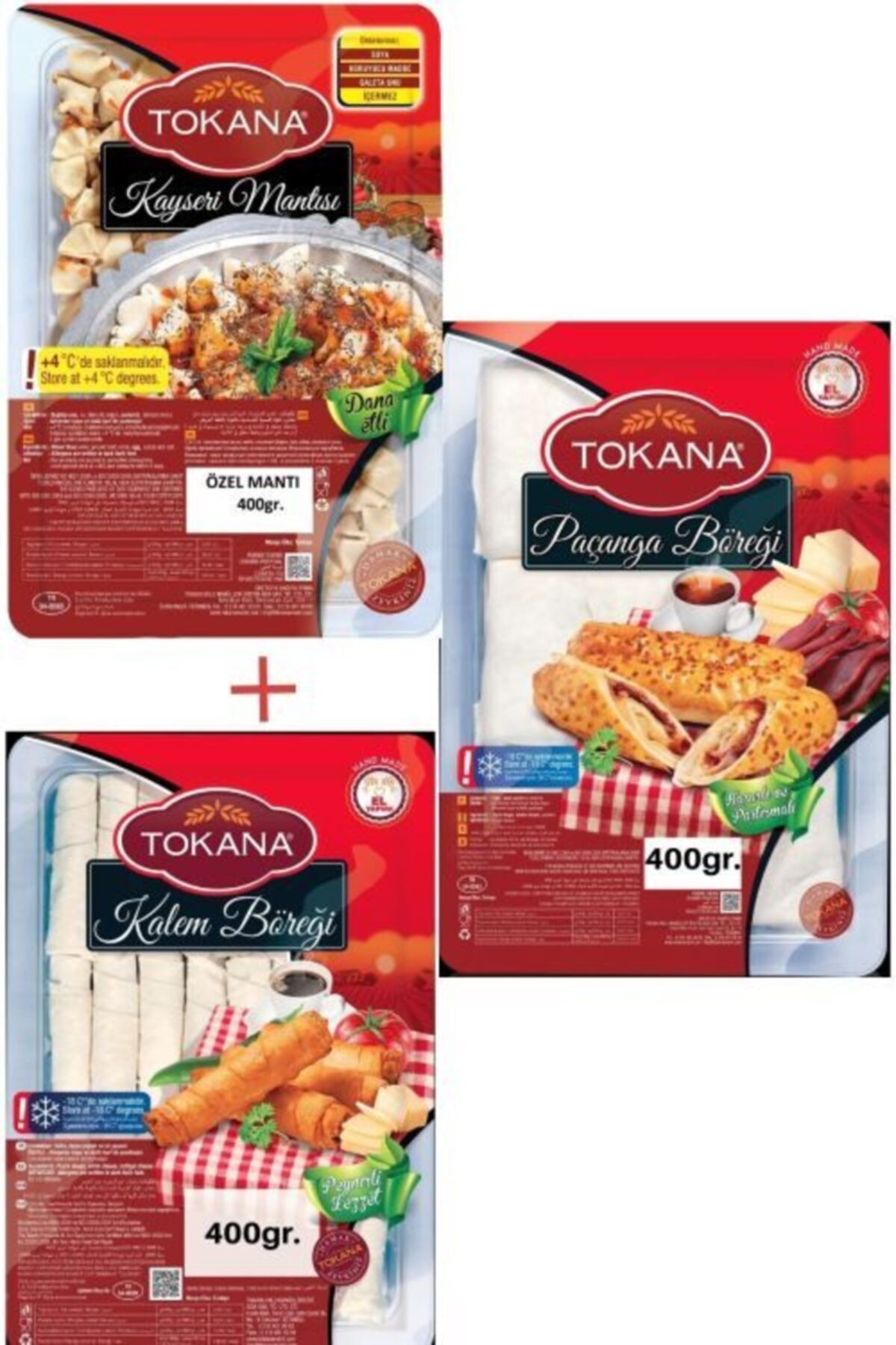 Tokana Fırınlı Özel Mantı 400gr. + Pastırmalı Paçanga Böreği 400gr. + Mini Kalem Böreği 400gr.