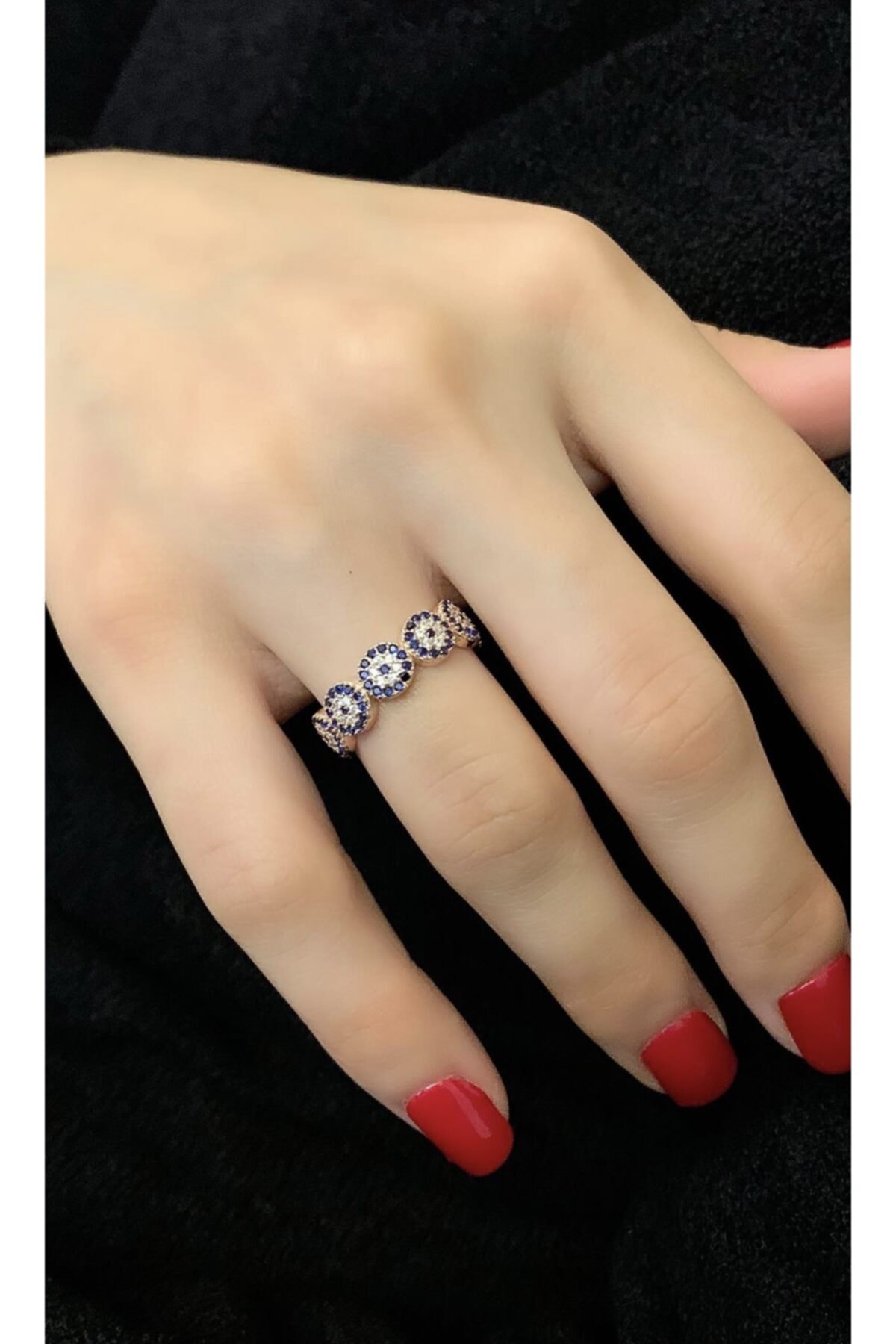 Marylebone Silver Nazarlıklı Tamtur Rose Gümüş Yüzük