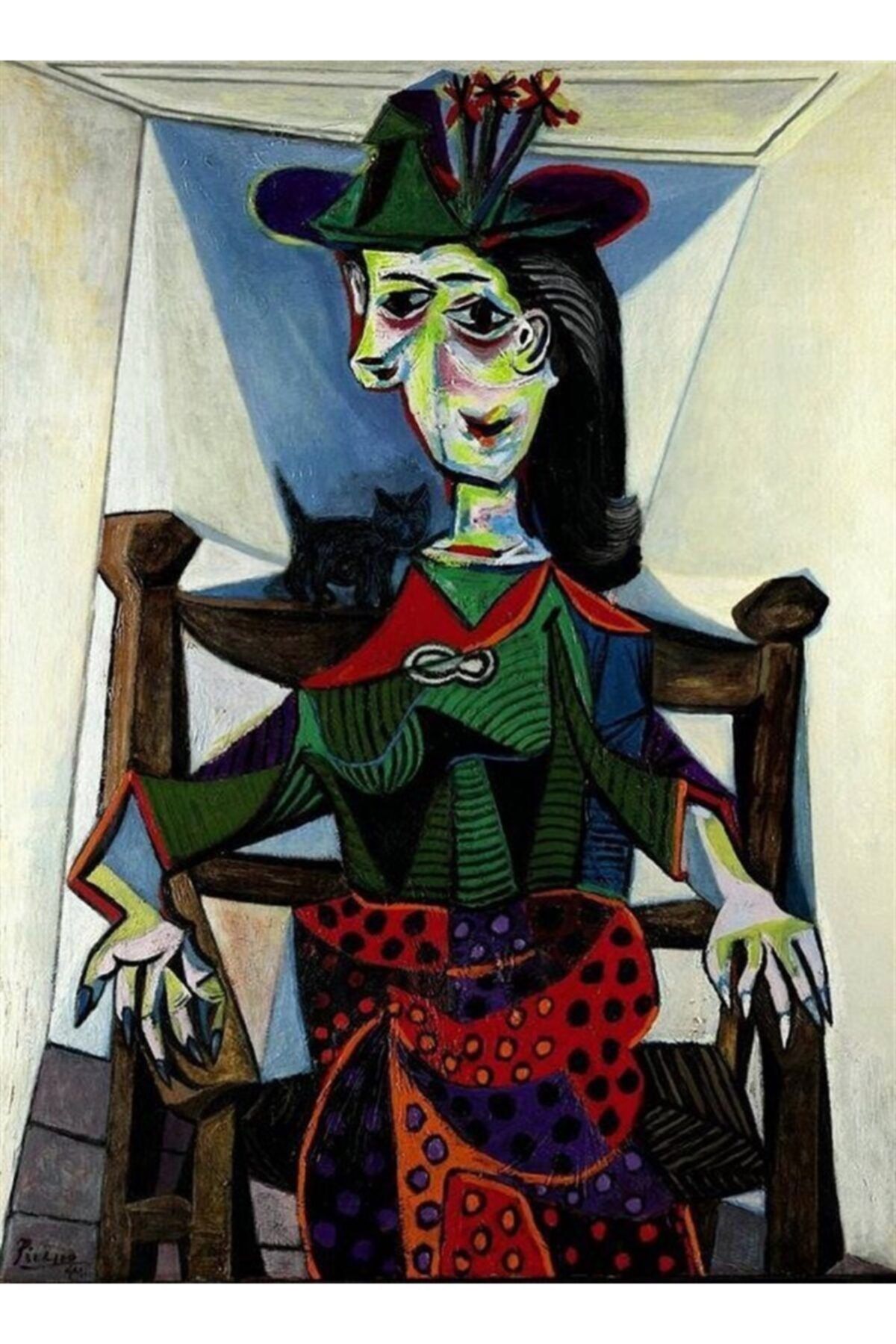 MARCEL SANAT Picasso Dora Maar Ve Kedi Elmas Mozaik Tablo 46x61cm
