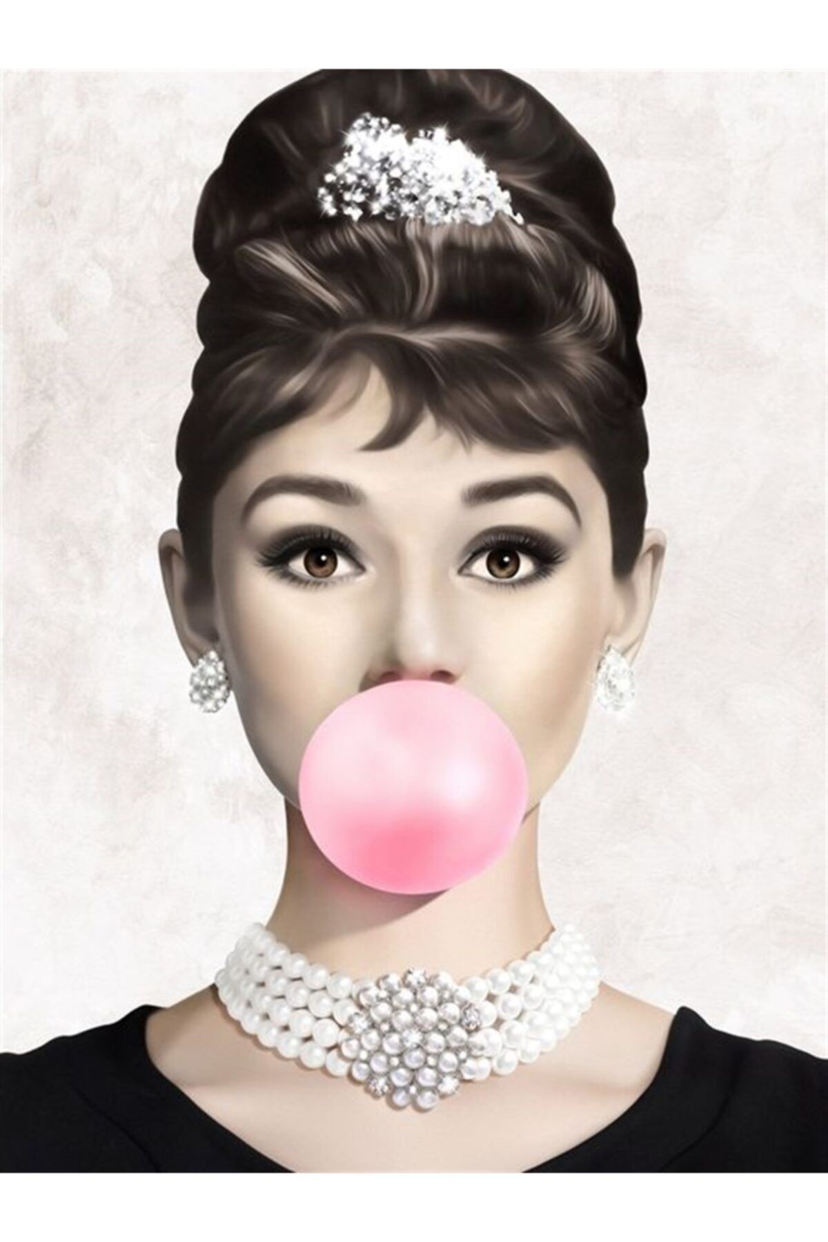 MARCEL SANAT Audrey Hepburn Pembe Sakızlı Tablosu 41x53cm