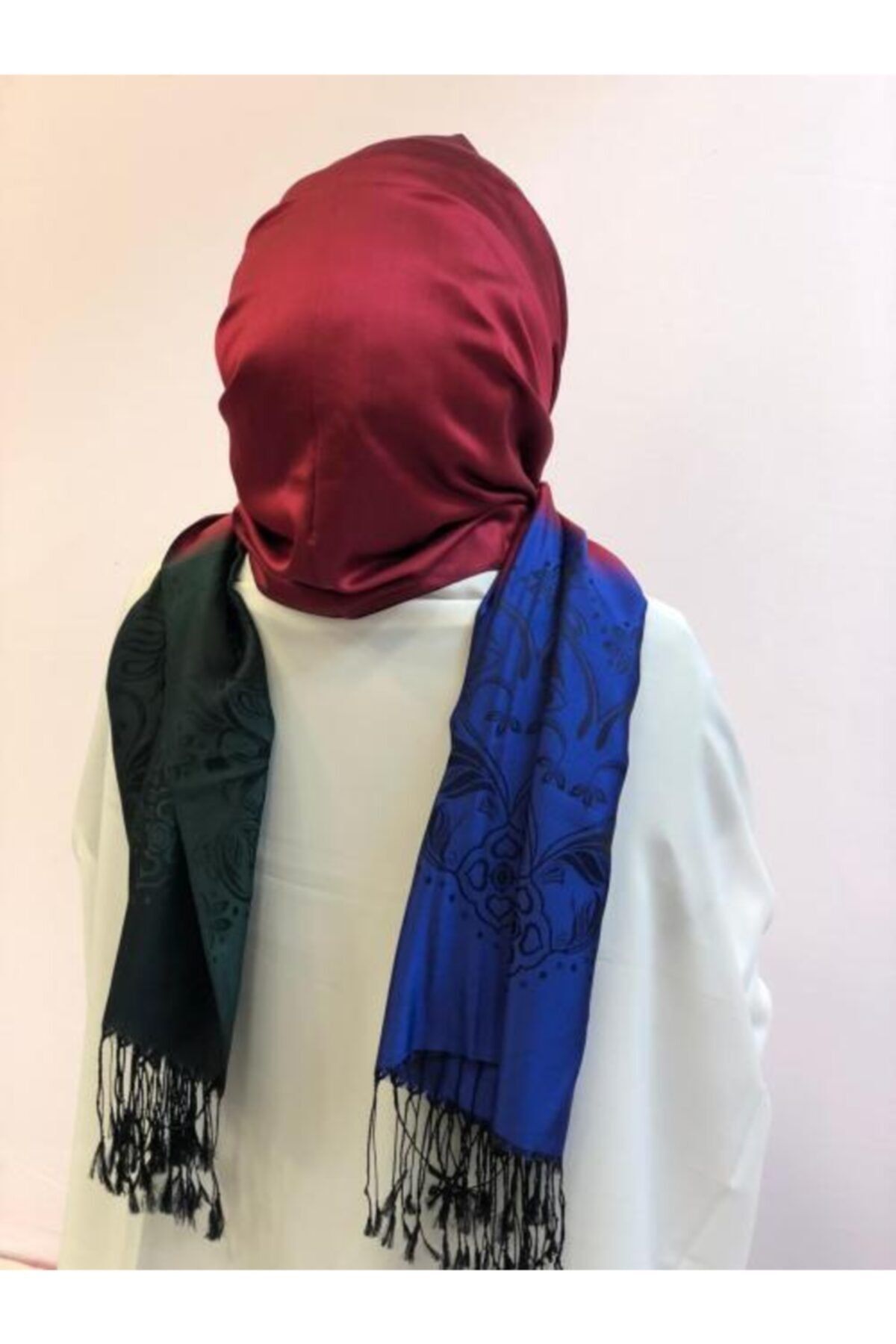 Silk Home Kadın Bordo Renkli Dört Taraflı Ipek Şal