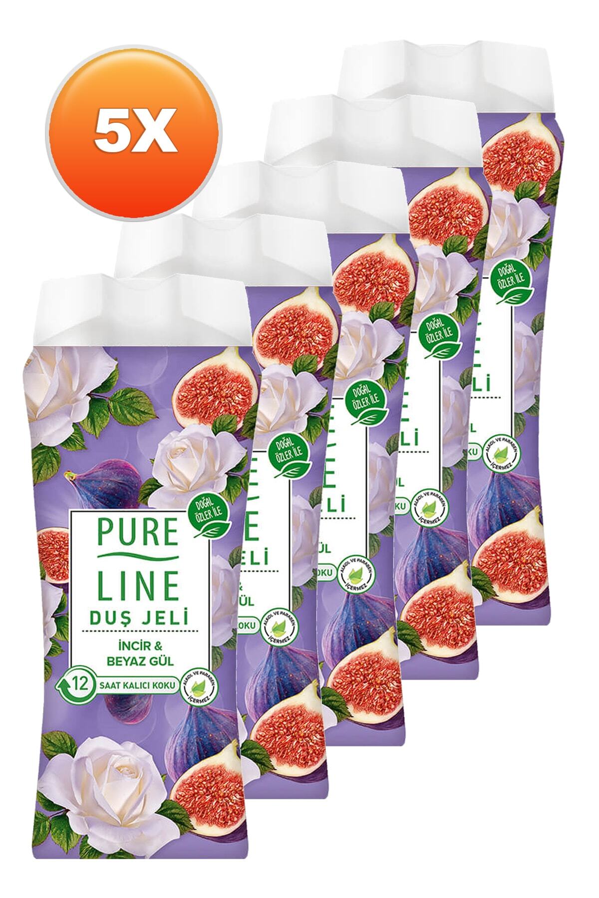 Pure Line Incir & Beyaz Gül Duş Jeli 400 Ml. Beşli Paket