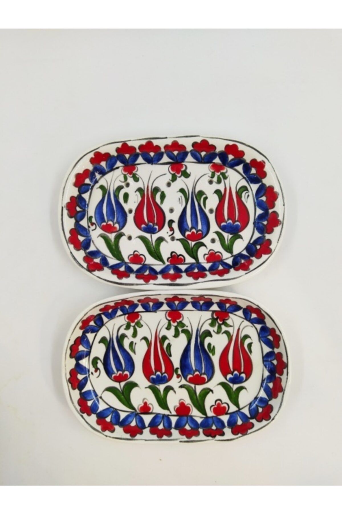 Dost Art Hediyelik Dost Ikili Banyo Seramik Çini Lale Desen Sabunluk Seti