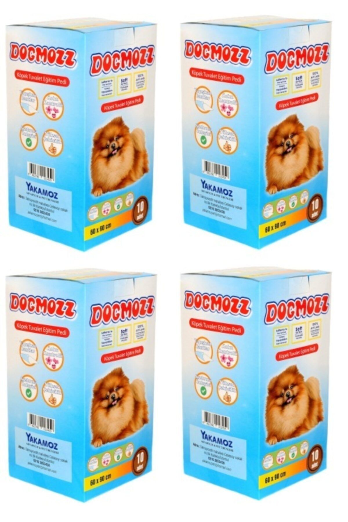 DogMozz Premium Köpek Tuvalet Çiş Eğitim Pedi Yapışkan Bantlı 60x90 Cm 10 Lu Paket X4 Adet