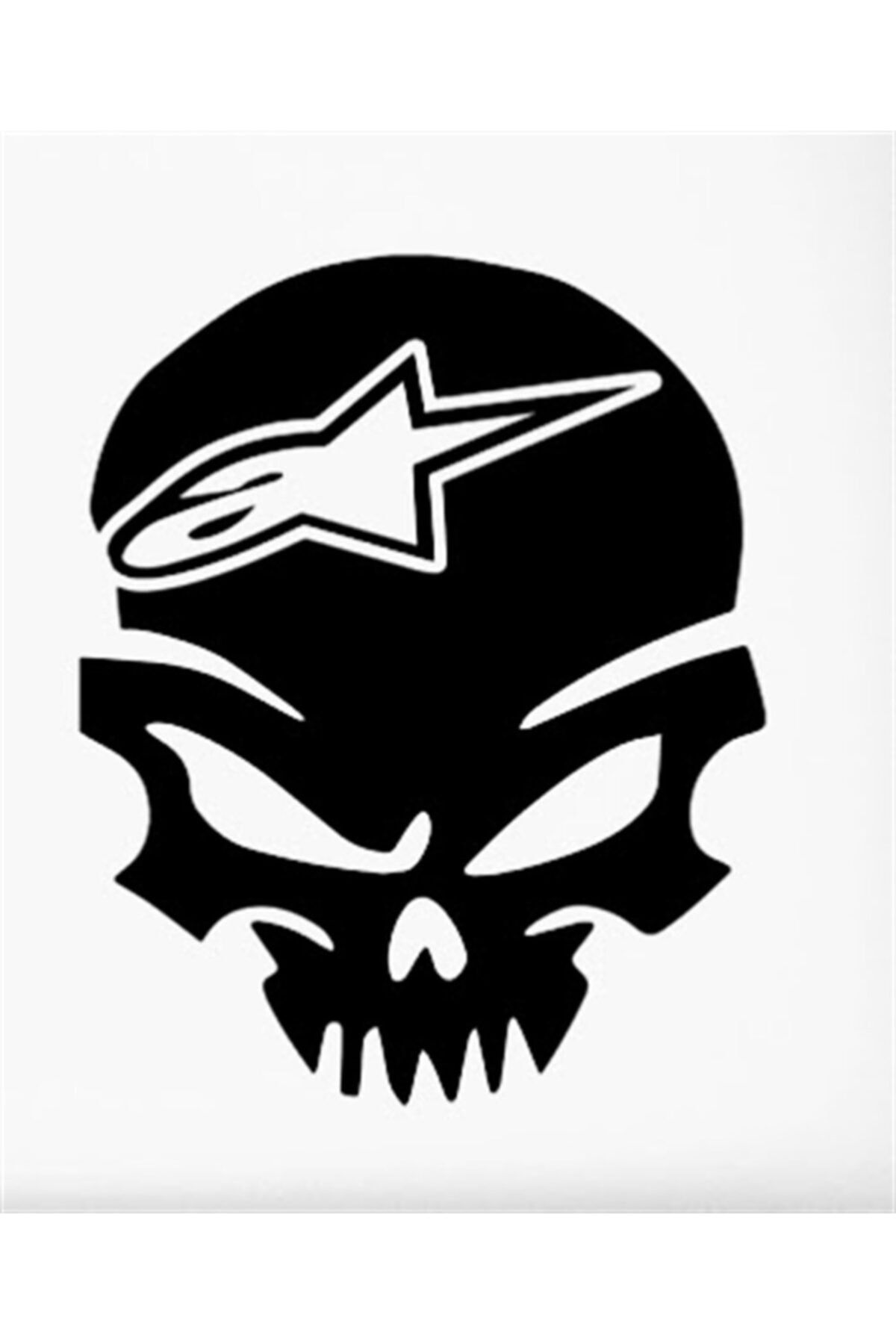 Redline Grafik Alpinestars Kurukafa Siyah Motosiklet Sticker