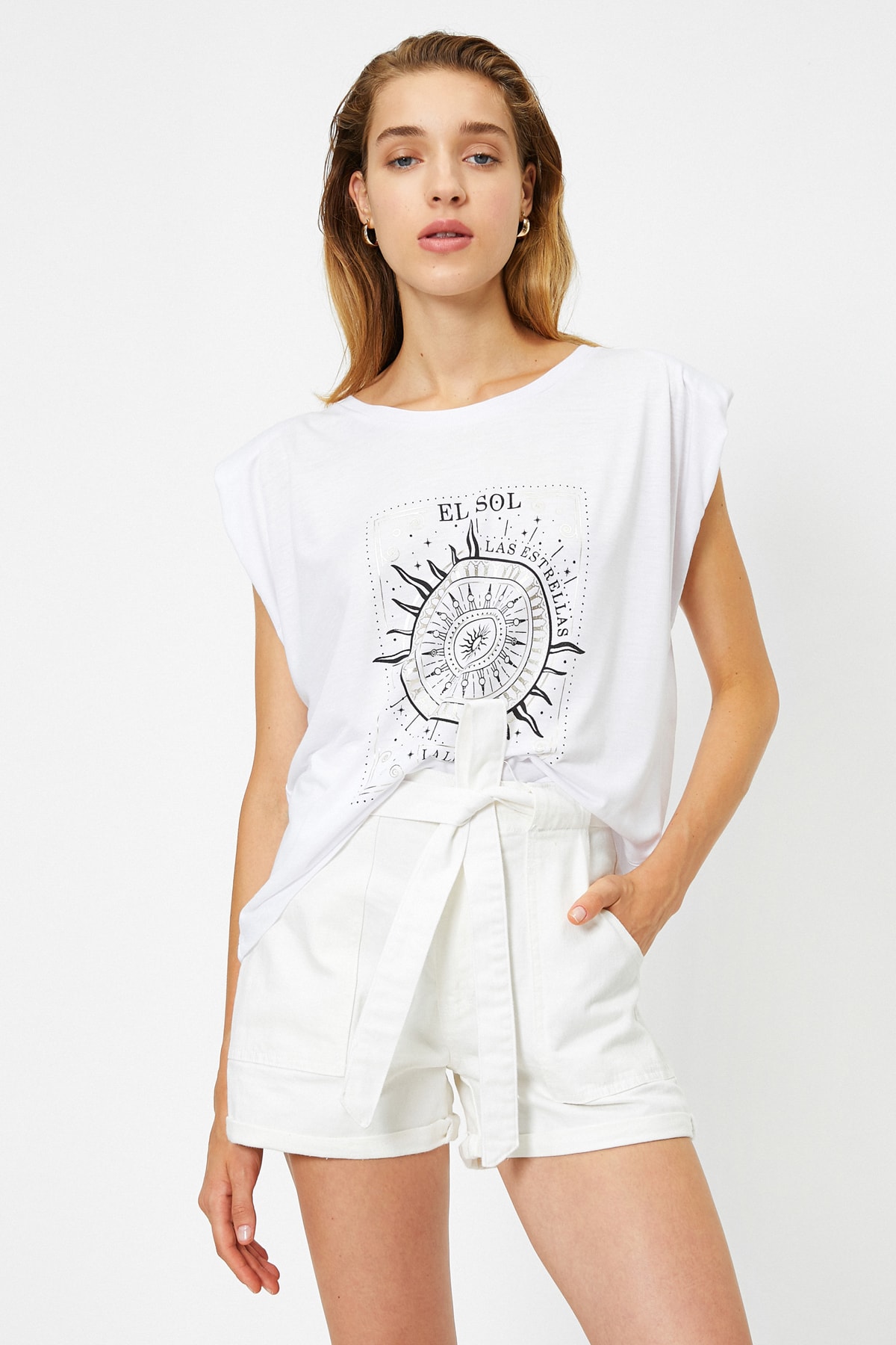 Koton Kadın Ekru T-Shirt 1KAK13316EK