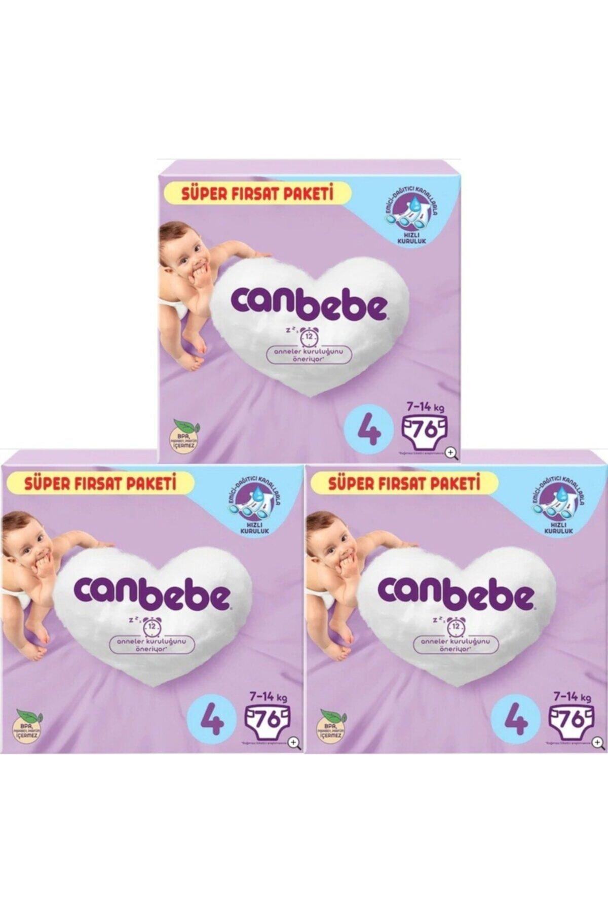 Canbebe Bebek Bezi Süper Fırsat Paketi 4 No 7-14 Kg 76 Adet 3 Lü Set