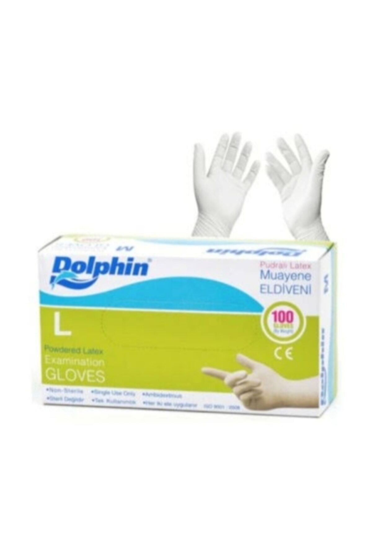 Dolphin Pudralı Latex Eldiven Beyaz/large