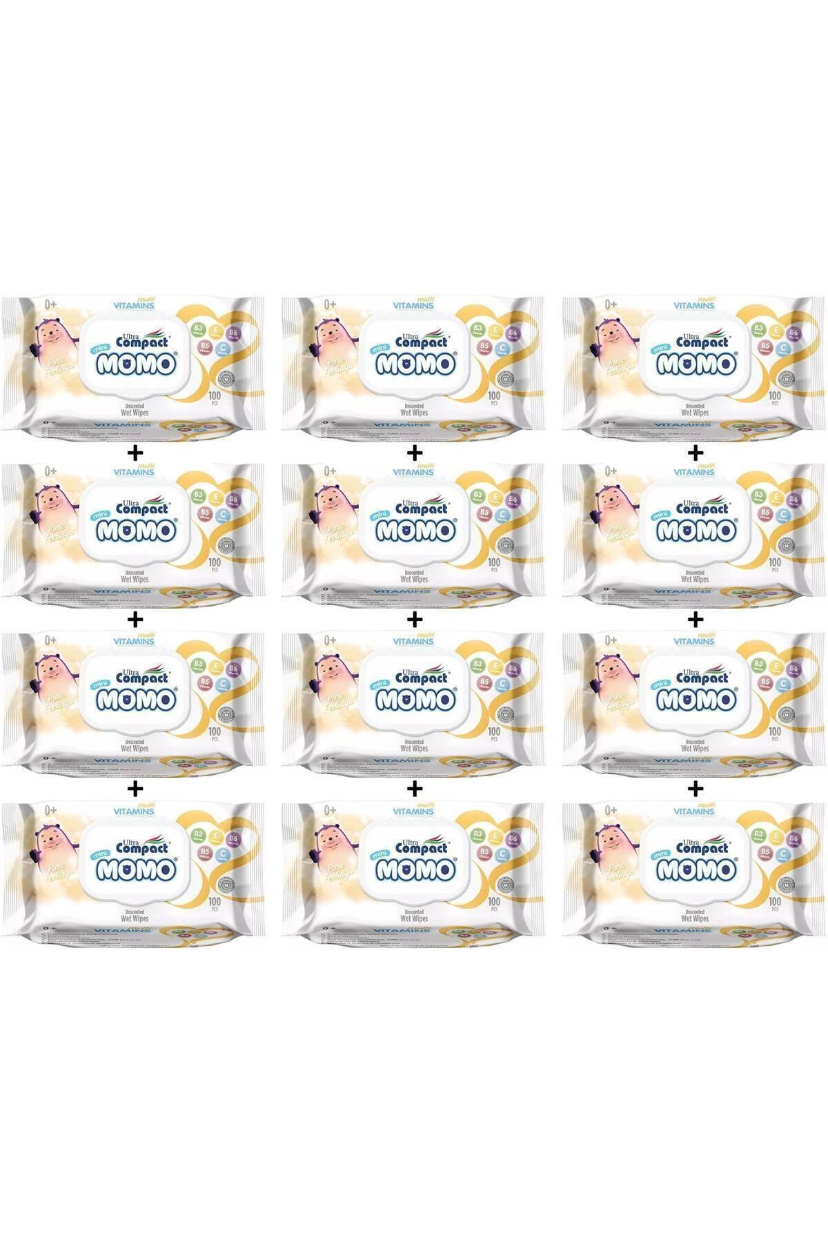 Ultra Compact Momo Yenidoğan Bebekler Için Multi Vitaminli Islak Mendil, Havlu 12 Paket= 1200yaprak