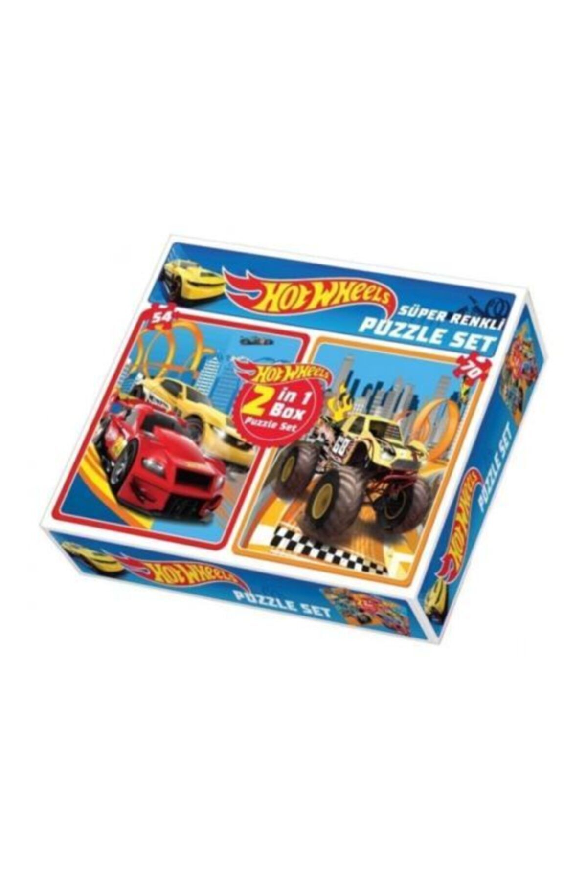HOT WHEELS Puzzle Set 2 In 1 Box 54 - 70 Parçalı Lisanslı