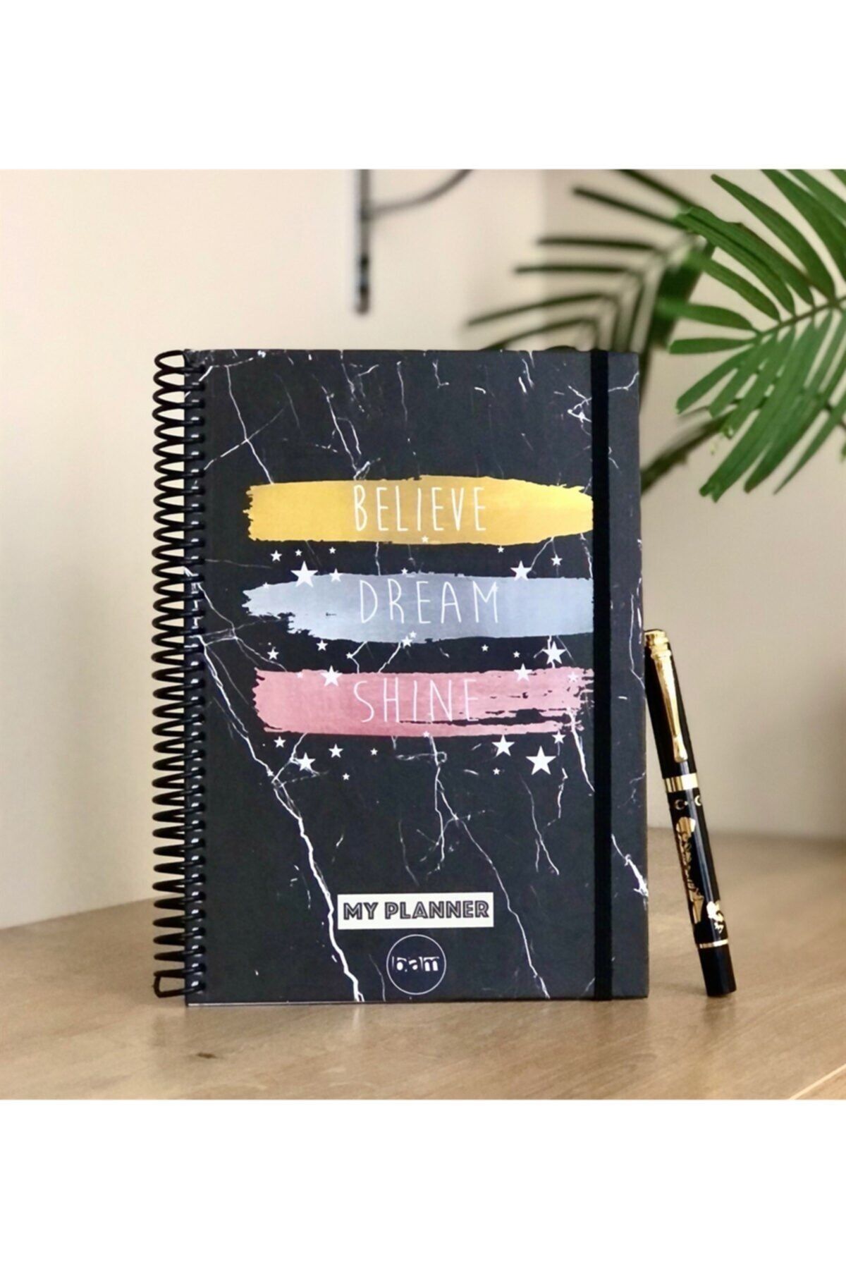 Gift Moda Believe Dream Shine Tarihsiz Haftalık Planlayıcı Ve Altın Yaldızlı Kalem