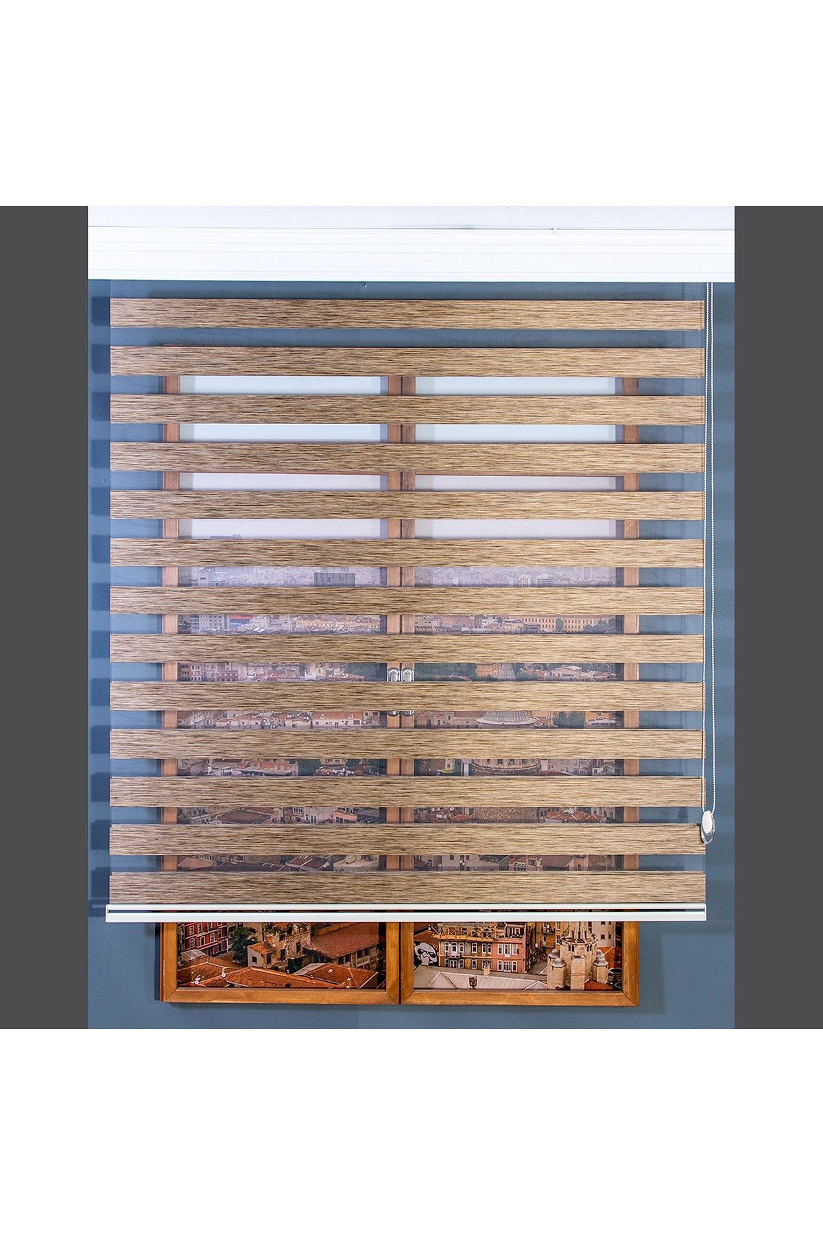 Anıper Kahverengi Bamboo Zebra Perde 200x200 cm