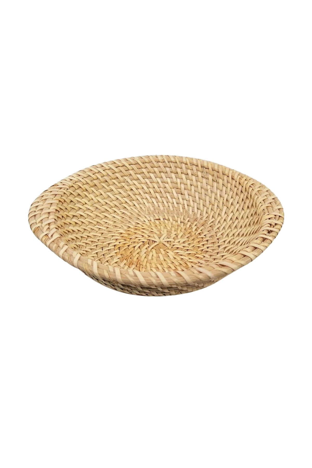 Mutfakkitap Hasır Örgülü Bambu Ekmek Sepeti Çap: 22 Cm H: 6 Cm