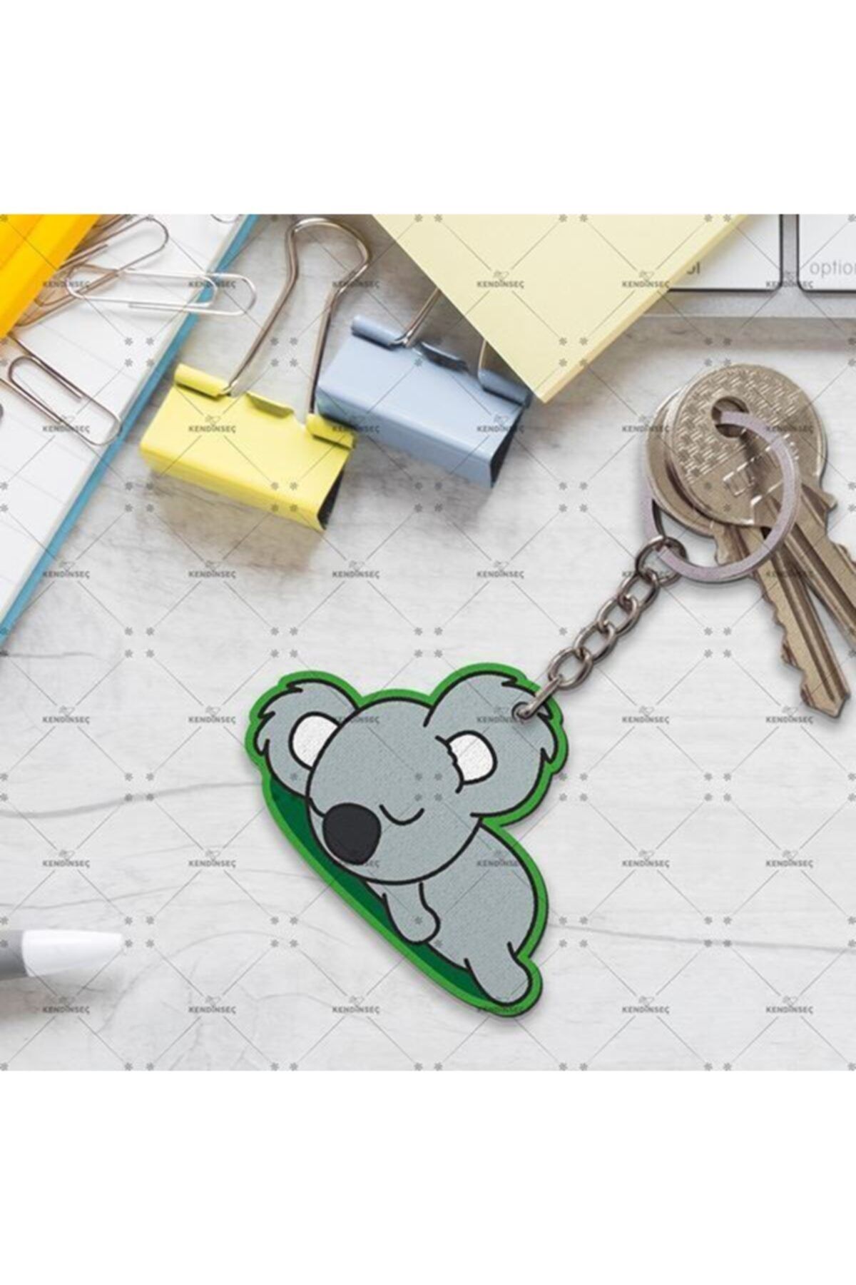 Lego Tasarım Tembel Koala Baskılı Ahşap Anahtarlık