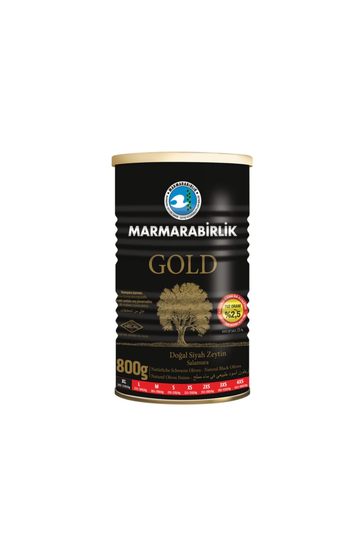 MarmaraBirlik Teneke Gold Zeytin 800 Gr X 2 Adet