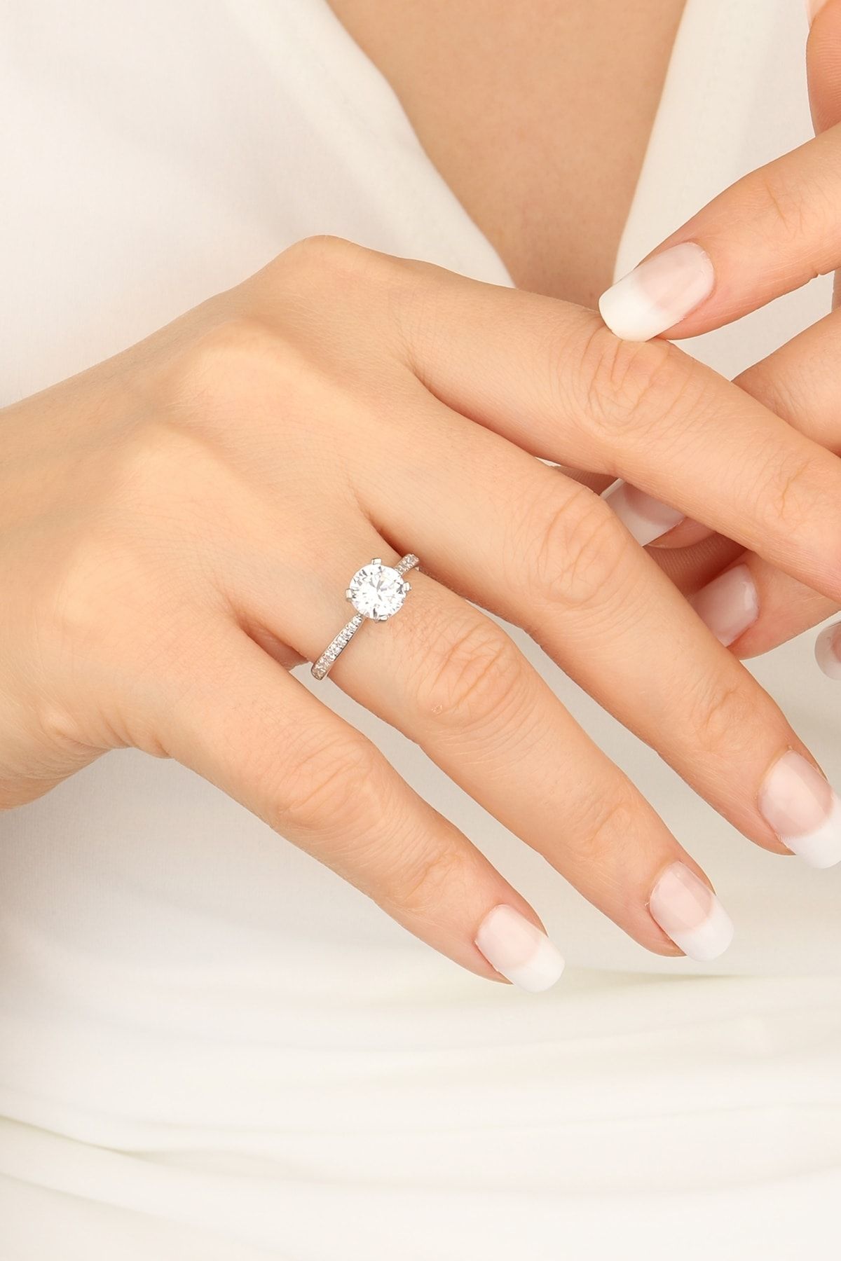 Mistik Silver Swarovski Taşlı Gümüş Nişan Yüzüğü