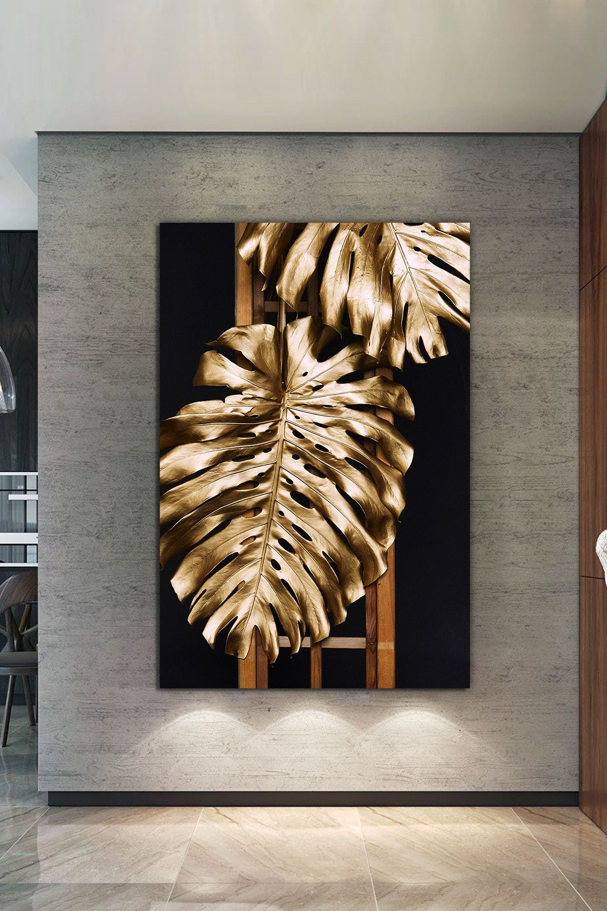 Nazenin Design Altın Yapraklar Kanvas Tablo (100x70 Cm Ölçü)