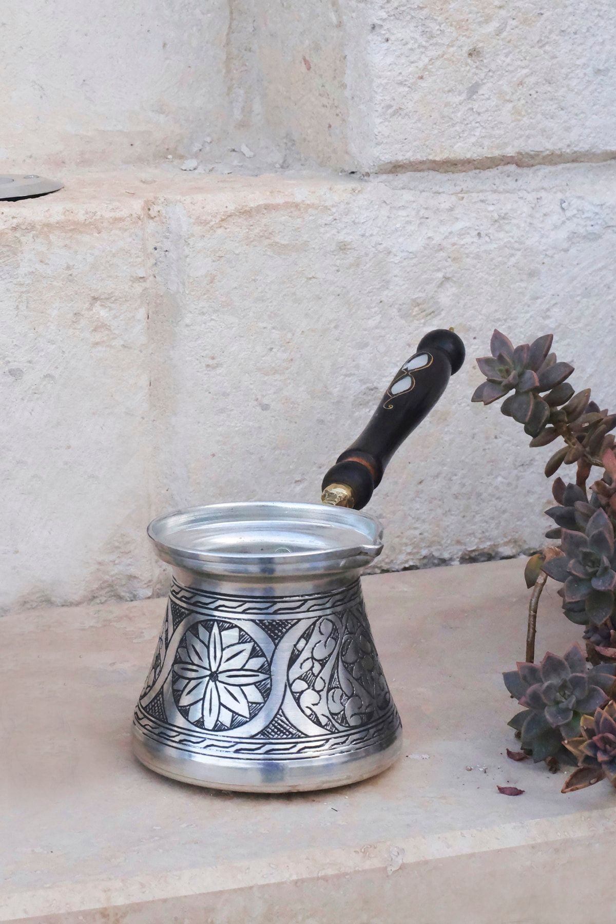 Bakır Concept Sedef Kulplu Bakır Cezve 7 Kişilik